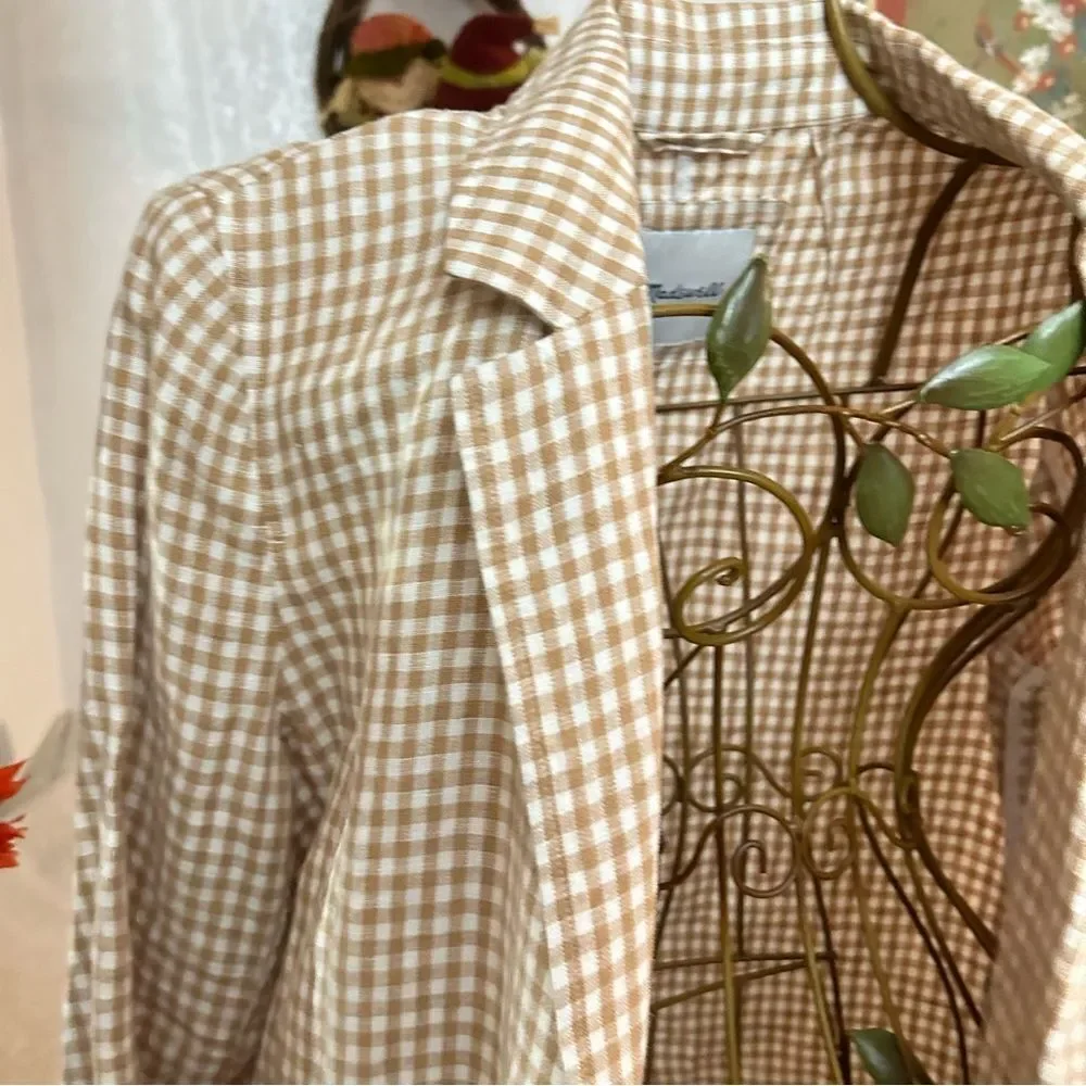Madewell Gingham Dorset Women's plaid white/cream Blazer Size by measur… - Picture 6 of 9